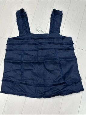 NWT J. Crew Navy Frayed Strap Sleeveless Tank - size 2
